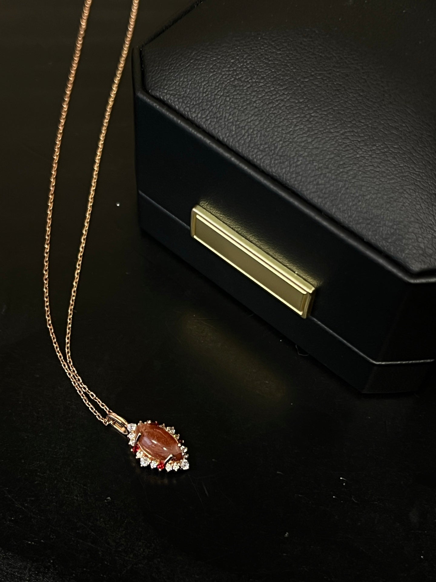 Luxury Custom Pet Hair Memorial Necklace with Ruby & Diamonds