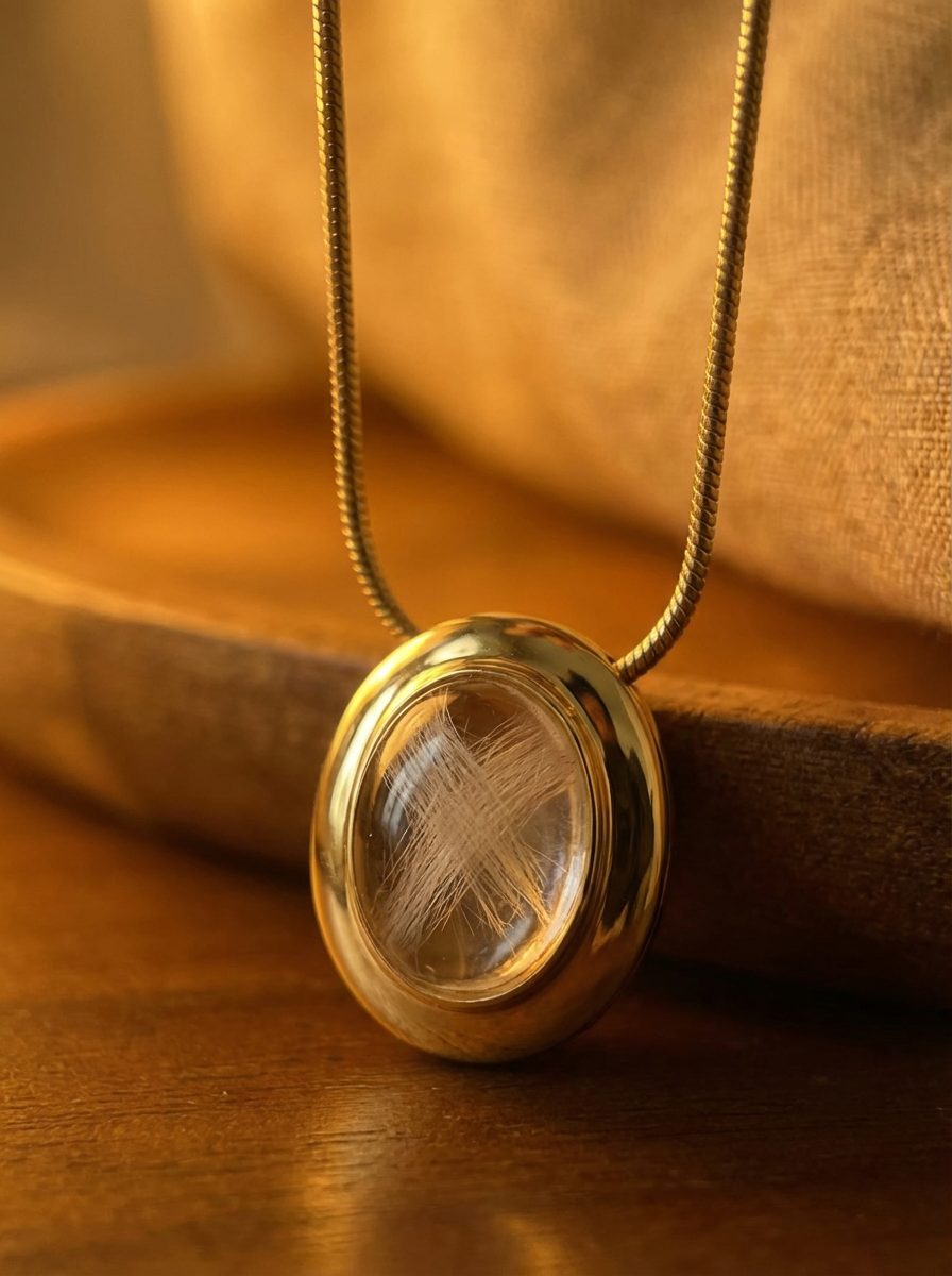 Pet Hair Oval Amber Necklace – Personalized Minimalist Keepsake Jewelry
