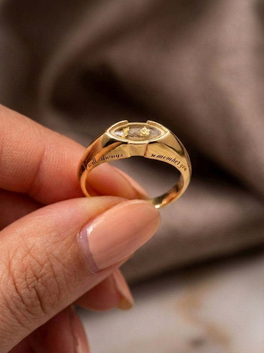 Pet Hair Marquise Amber Ring