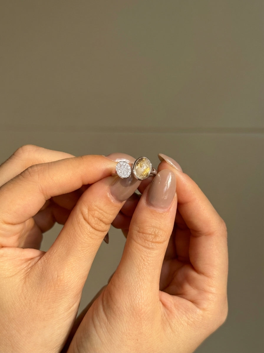 Pet Hair Memorial Ring with Zircon