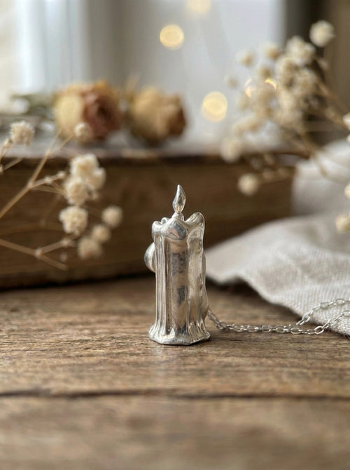 Amber Candle Pet Hair Memorial Necklace
